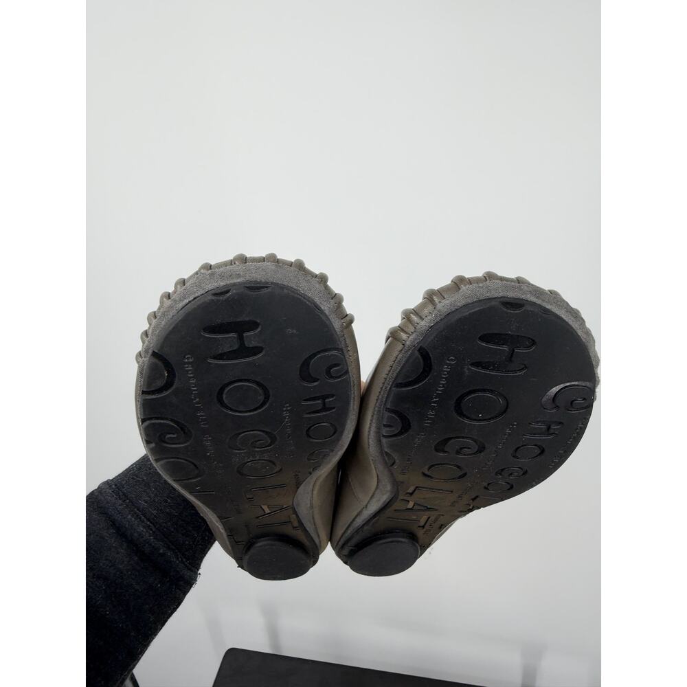 Chocolat Blu Womens 8.5 Vic Pleated Gray Taupe Leather Ballet Flats Shoes Casual - Picture 5 of 11